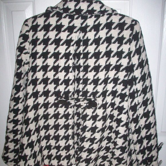 Express Tweed Wool Blend Medium, Black  White Pea Coat Preppy Academia Lined - Picture 4 of 16